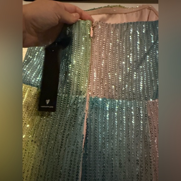 BNWT Lulus Ethereal Brilliance Rainbow Sequin Strapless Maxi Dress Medium - Picture 8 of 8